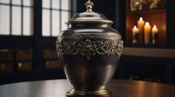 Saiba onde guardar cinzas da cremação, com a Central Crematórios Vaso ornamental clássico com relevos ilustra dicas de onde guardar as cinzas da cremação